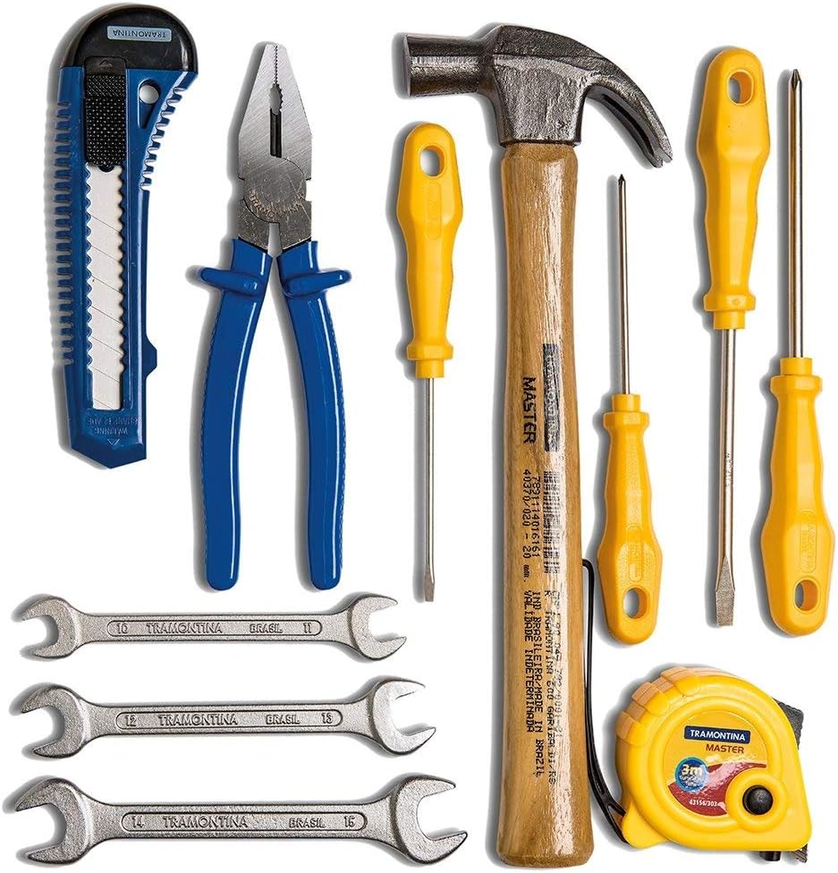 [Venda] Kit Ferramentas 11 Peças - Trena Estilete Martelo Alicate Chaves de Fenda e Fixas - Tramontina
